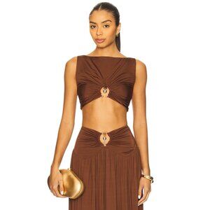 Lovers and Friends x Yhasmina Ferrara Lotte Top in Chocolate Brown Large New